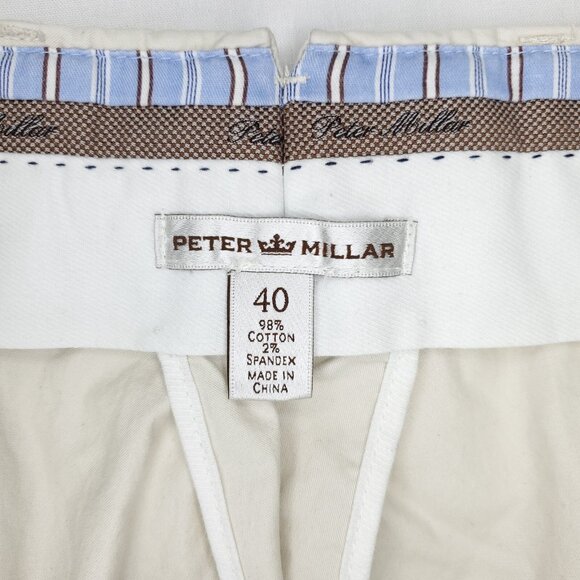 Peter Millar Golf Chino Shorts Mens 40x9" Beige Flat Front Casual Solid - Picture 4 of 7